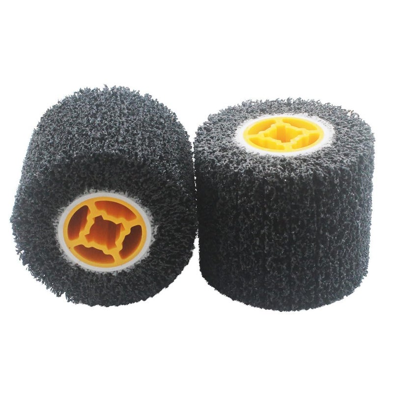 JUNLIXN 4.5" x 4" Abrasive Drawing Drum, 3/4" Quad Keyway Burnishing Wheel for Hand held Polishing Machine 40 Grit Sanding Drum Surface Conditioning Tool (Pack of 2) - Image 1